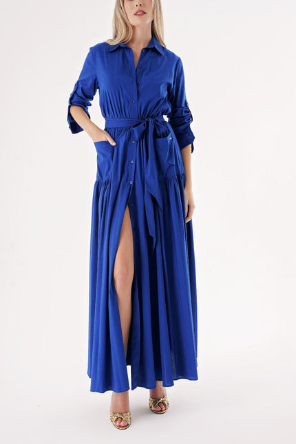 Sax Taffeta maxi shirt dress 94498