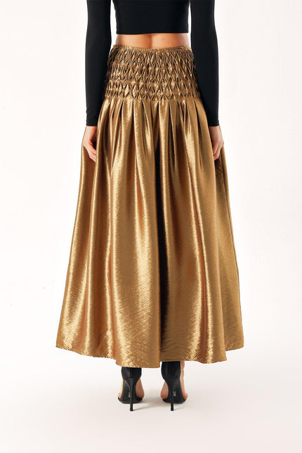 Copper Zippered long skirt with special stitching detail 81263