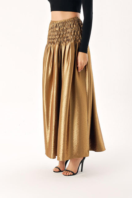 Copper Zippered long skirt with special stitching detail 81263