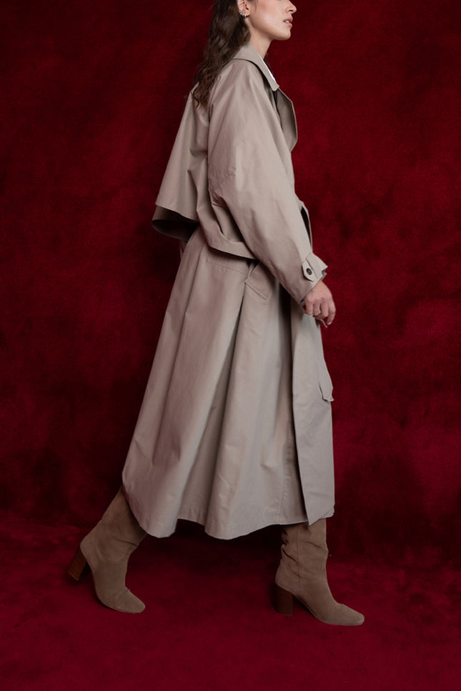 Mink Loose-cut trench coat with cape detail 20409