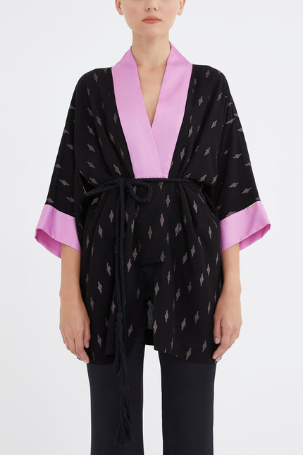 Kontrast Renkli Kimono Bluz 19757