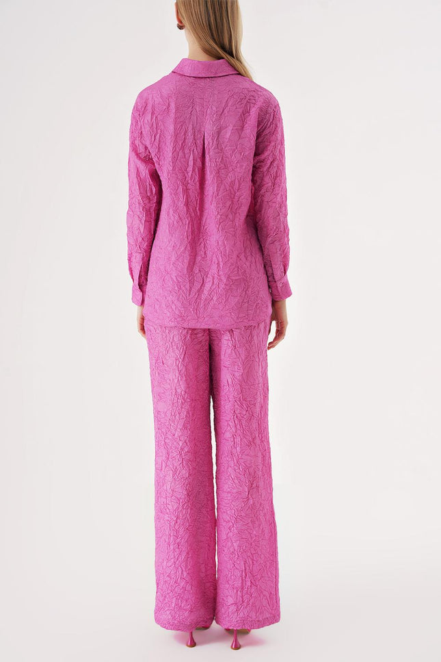 Pink Crochet trousers and shirt suit 12352