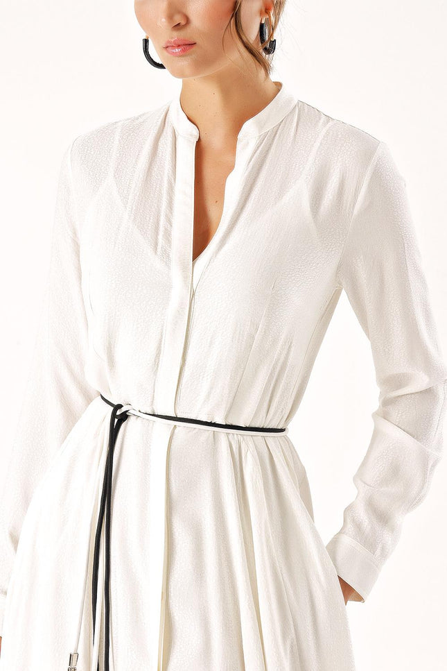 White high collar godeli shirt dress 94295