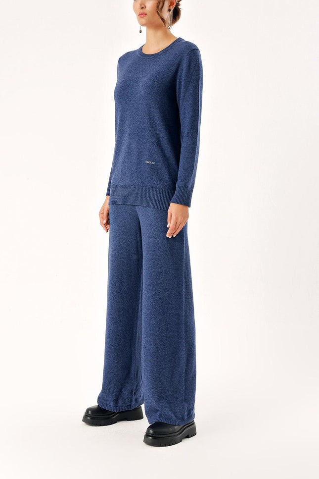 Navy Blue Knitwear pants and pullover suits 28859