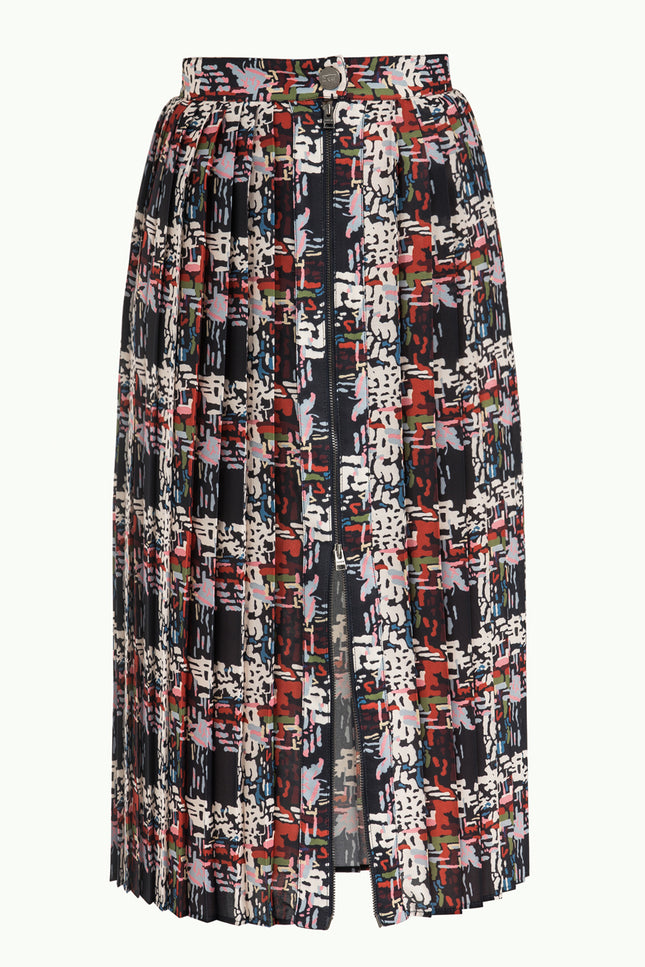 Patterned Zip-up Pleated skirt 80974