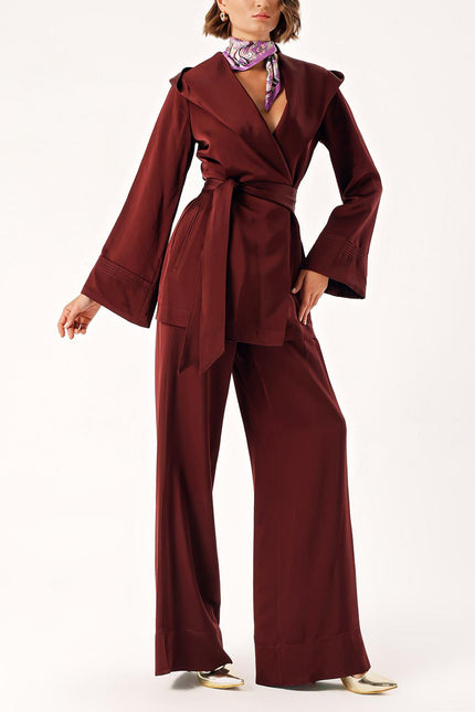 Plum Two-piece suit with hoodie and trousers 12325