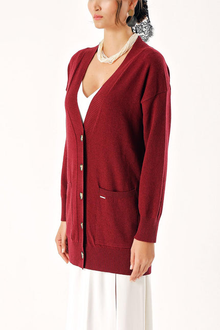 Wine Woll and cashmere mix cardigan 28832