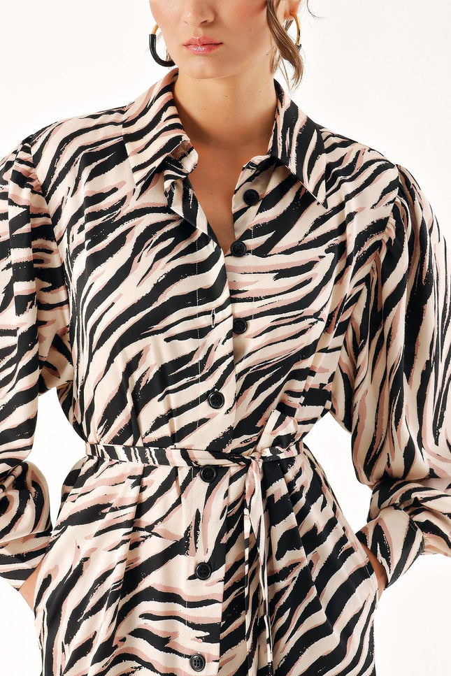 Zebra Pattern Loose fit shirt dress 94356