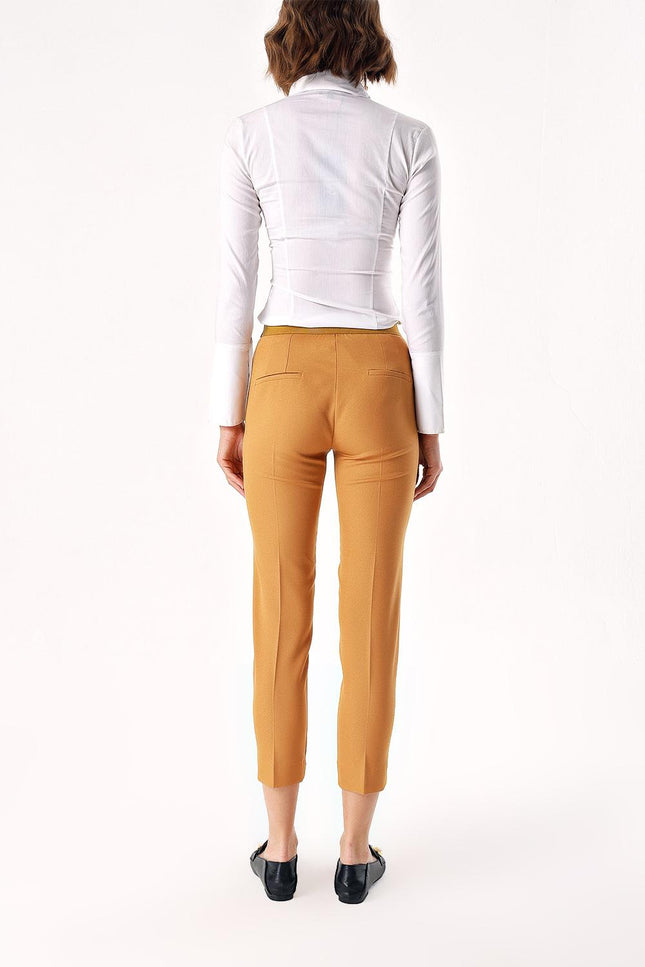 Beige Five pocket  leg trousers 41643