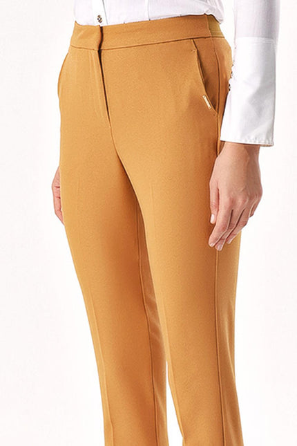 Beige Five pocket  leg trousers 41643