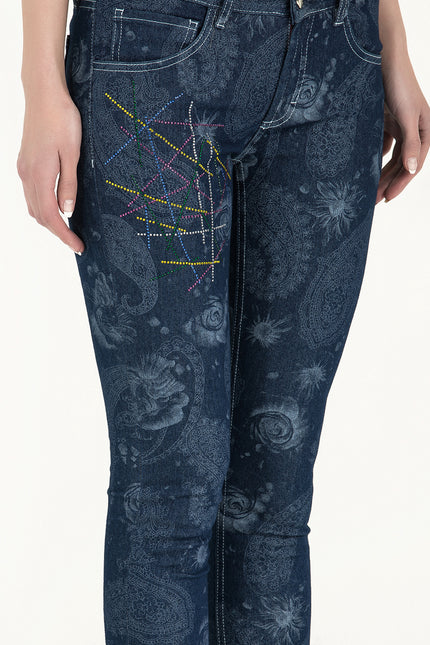 Taşlı Denim Pantolon 40977