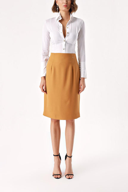 Beige High waist pencil skirt 81279