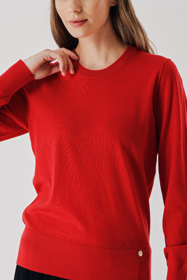 Red Bicycle neck wool knit sweater 28868