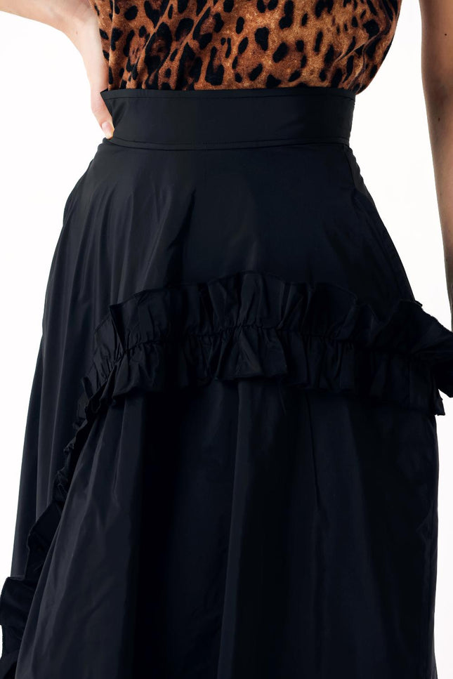 Black Midi length skirt with pleated detail 81241