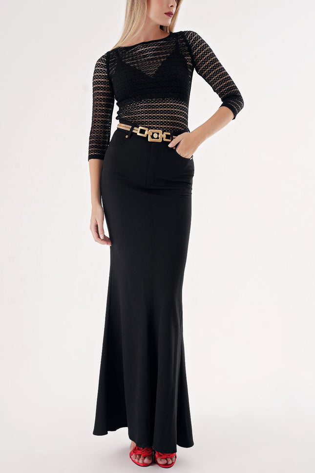 Black Slim fit high waist  skirt 81290