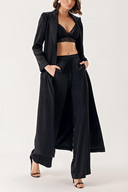 Black Long jacket trouser suit 12335