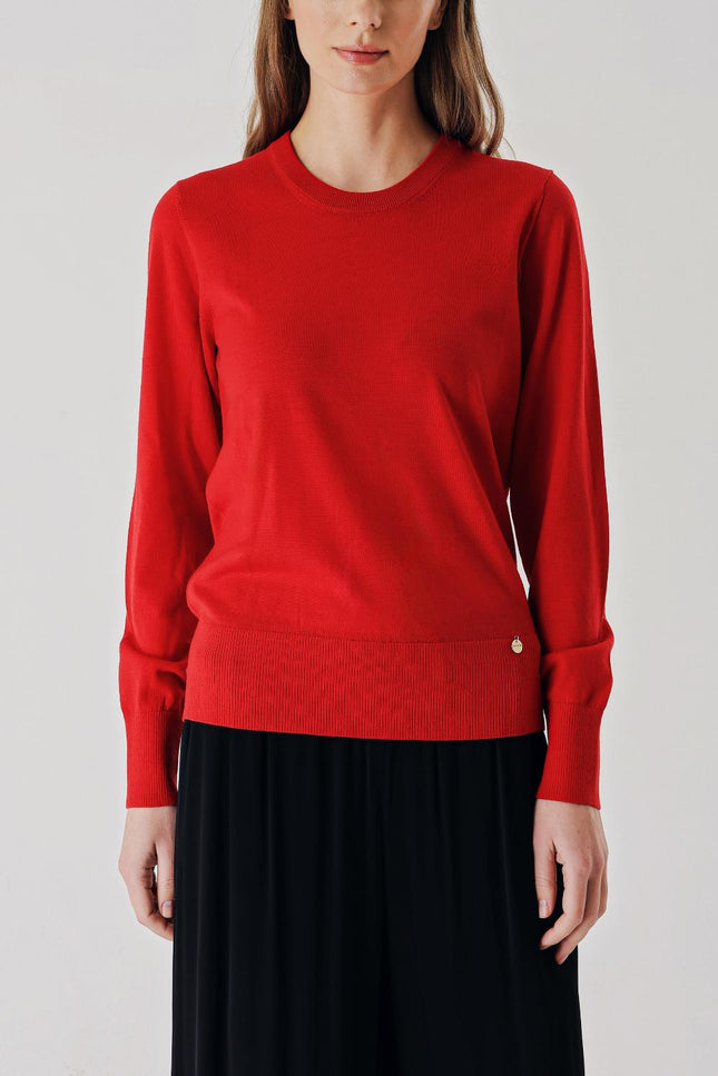 Red Bicycle neck wool knit sweater 28868