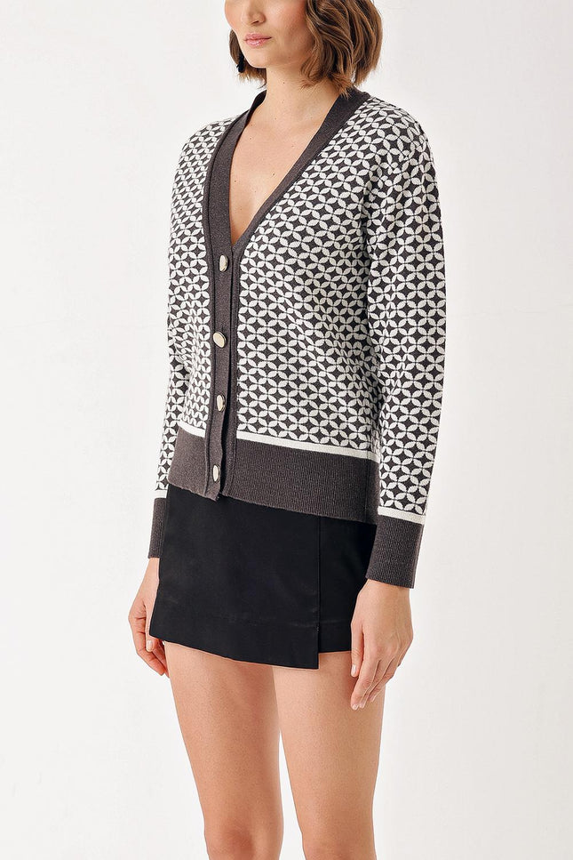 Anthracite Patterned knit cardigan 28863