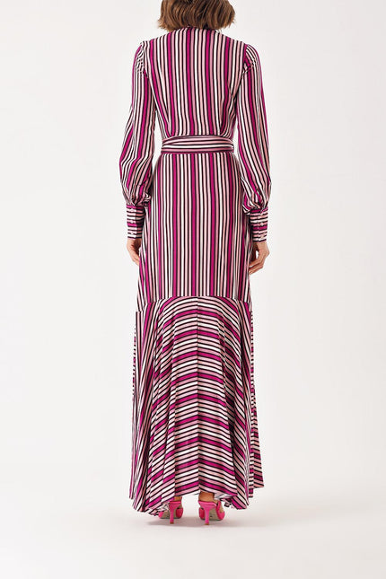 Striped wrapped long dress 93975