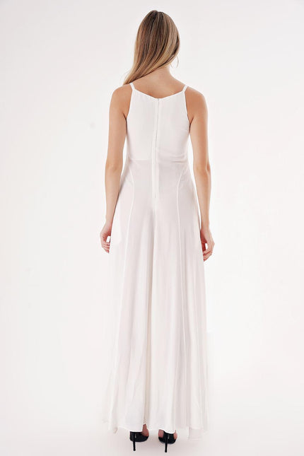 White Strappy stone-detailed comfortable godel dress 94457