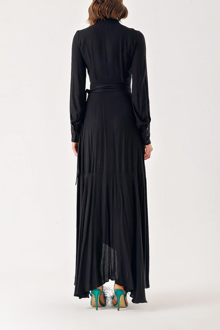 Black wrapped long dress 93975