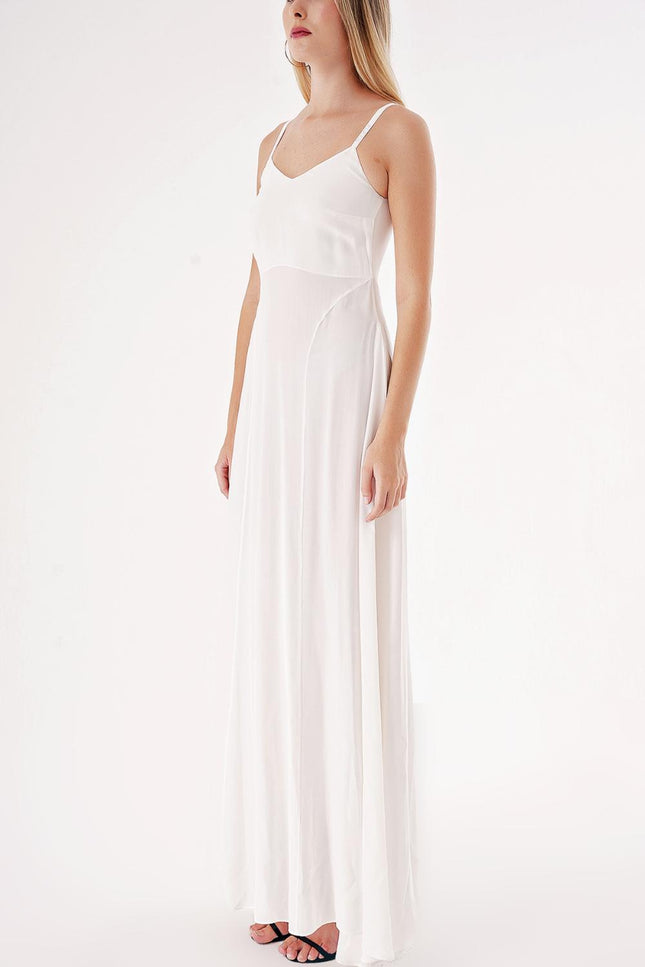 White Strappy stone-detailed comfortable godel dress 94457