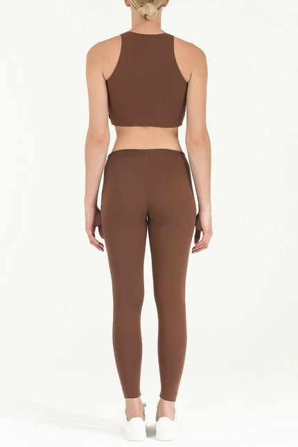 Brown Woven  leggings 41164