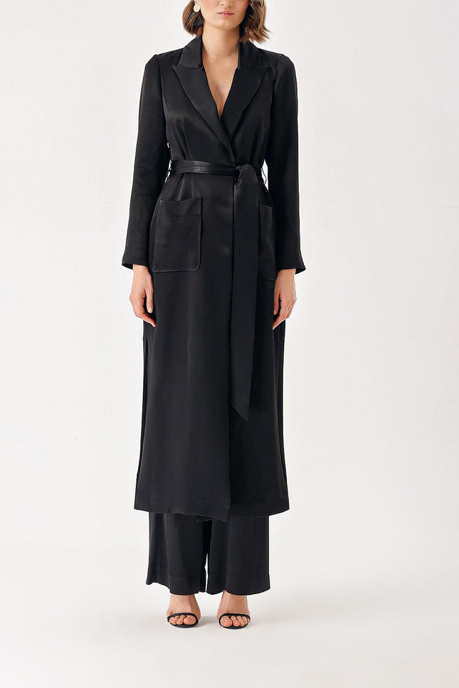 Black Long jacket trouser suit 12335