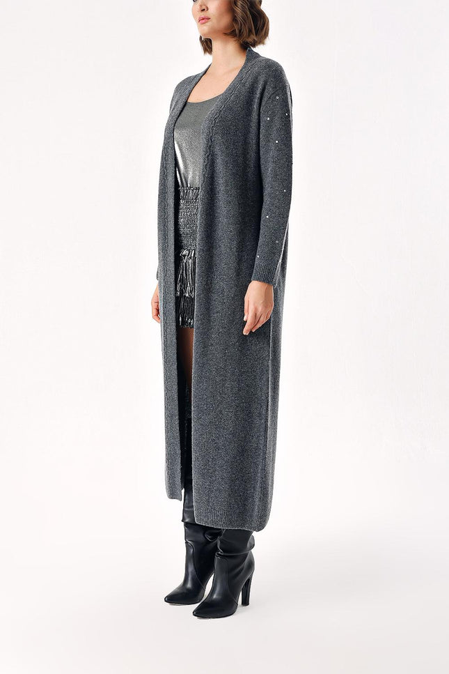 Smoked Long wool knitted cardigan 28876