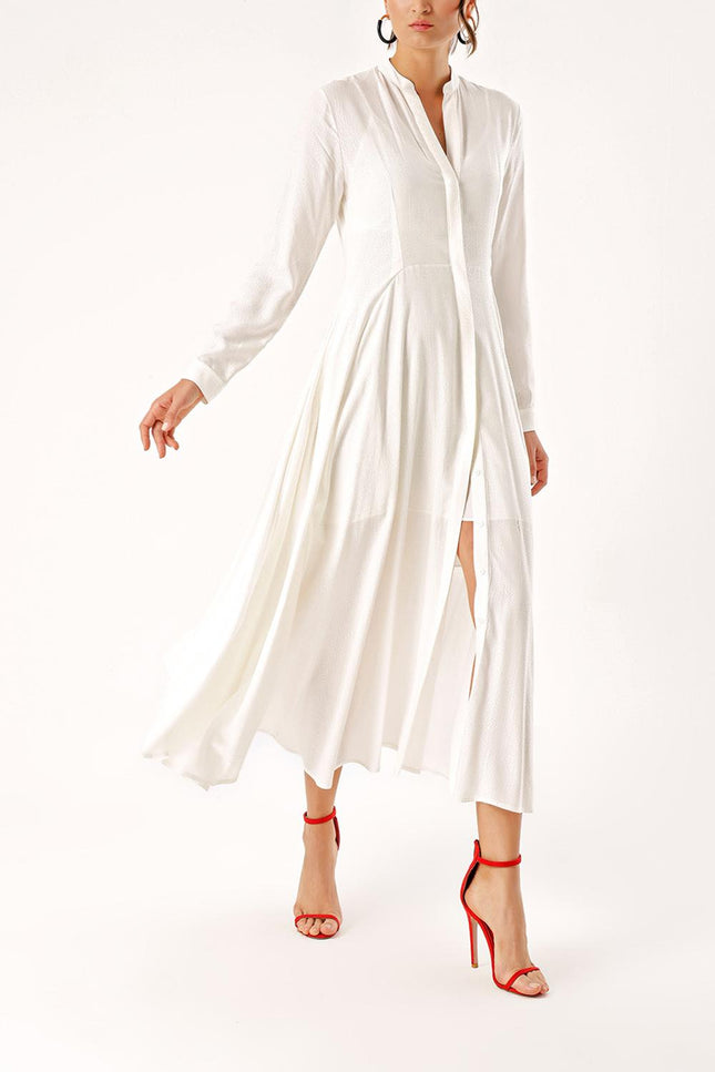 White high collar godeli shirt dress 94295