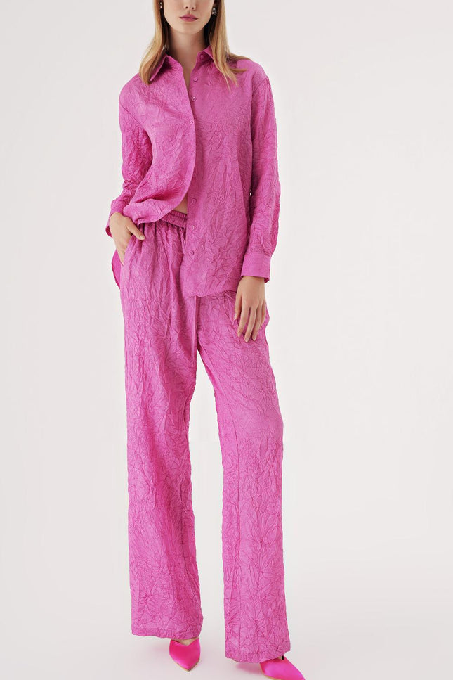 Pink Crochet trousers and shirt suit 12352