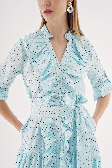 Spotted Frilly long shirt dress 94470