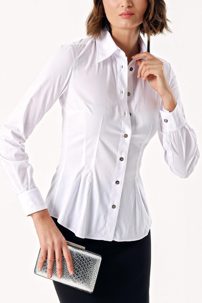 White Lycra slim fit shirt 10831