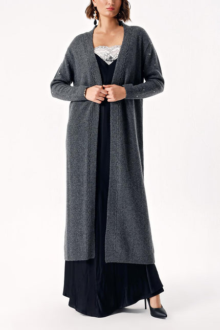 Smoked Long wool knitted cardigan 28876