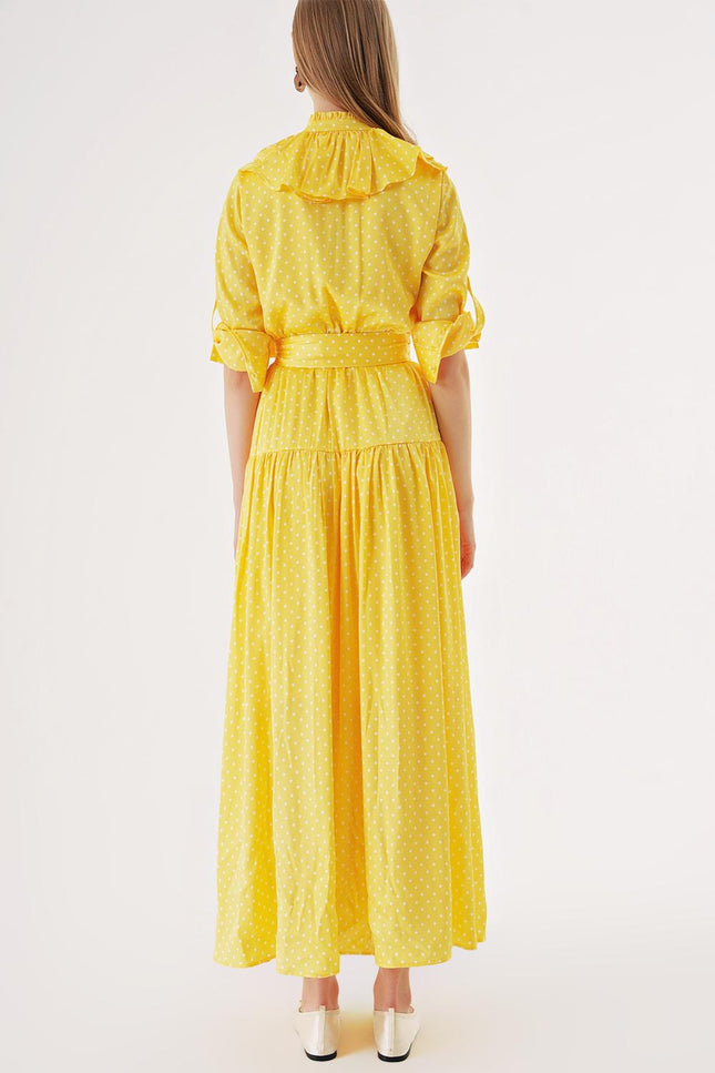 Yellow Frilly long shirt dress 94470