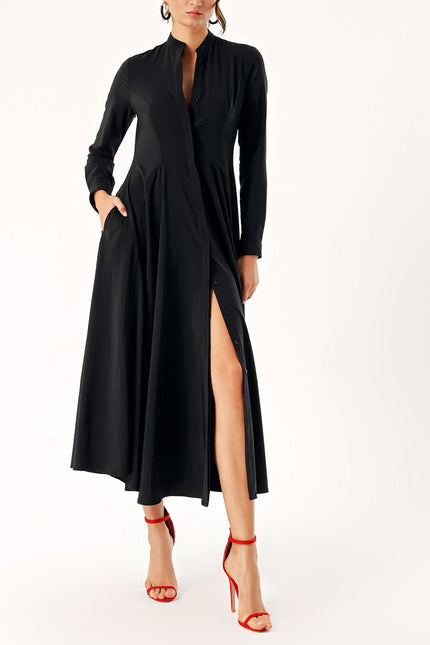 Black high collar godeli shirt dress 94295