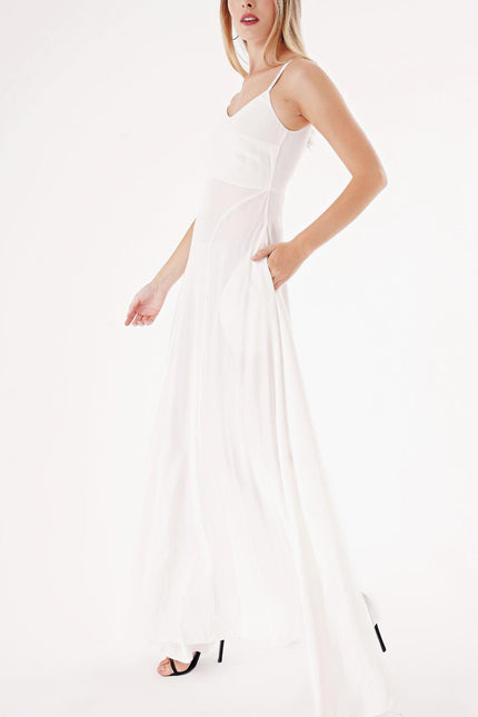 White Strappy stone-detailed comfortable godel dress 94457