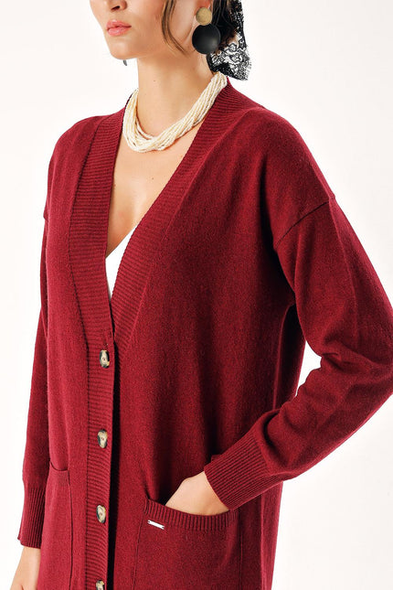 Wine Woll and cashmere mix cardigan 28832