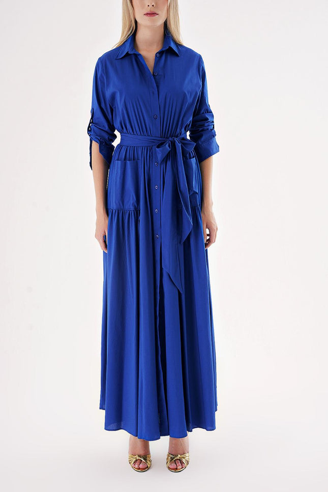 Sax Taffeta maxi shirt dress 94498