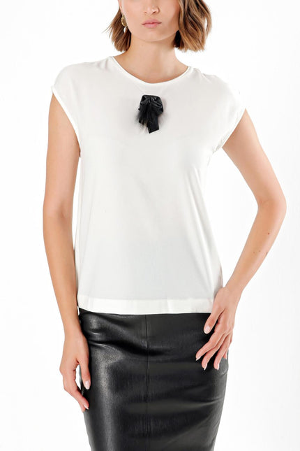Beyaz Kısa kollu basic t-shirt 19193
