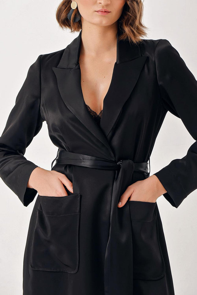 Black Long jacket trouser suit 12335