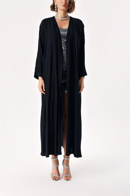 Black Long caftan with balloon sleeves 94208