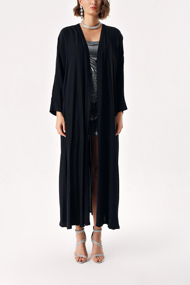 Black Long caftan with balloon sleeves 94208