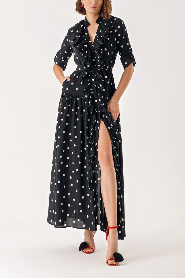 Spotted Frilly long shirt dress 94347