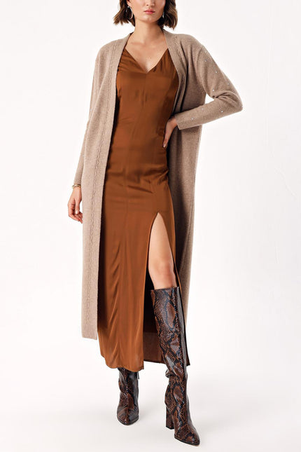 Camel Hair Long wool knitted cardigan 28876